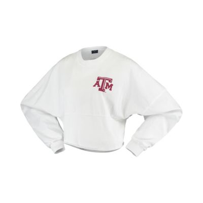 NCAA Texas A&M Aggies Raw Hem Cropped Long Sleeve T-Shirt