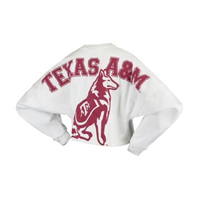 NCAA Texas A&M Aggies Raw Hem Cropped Long Sleeve T-Shirt