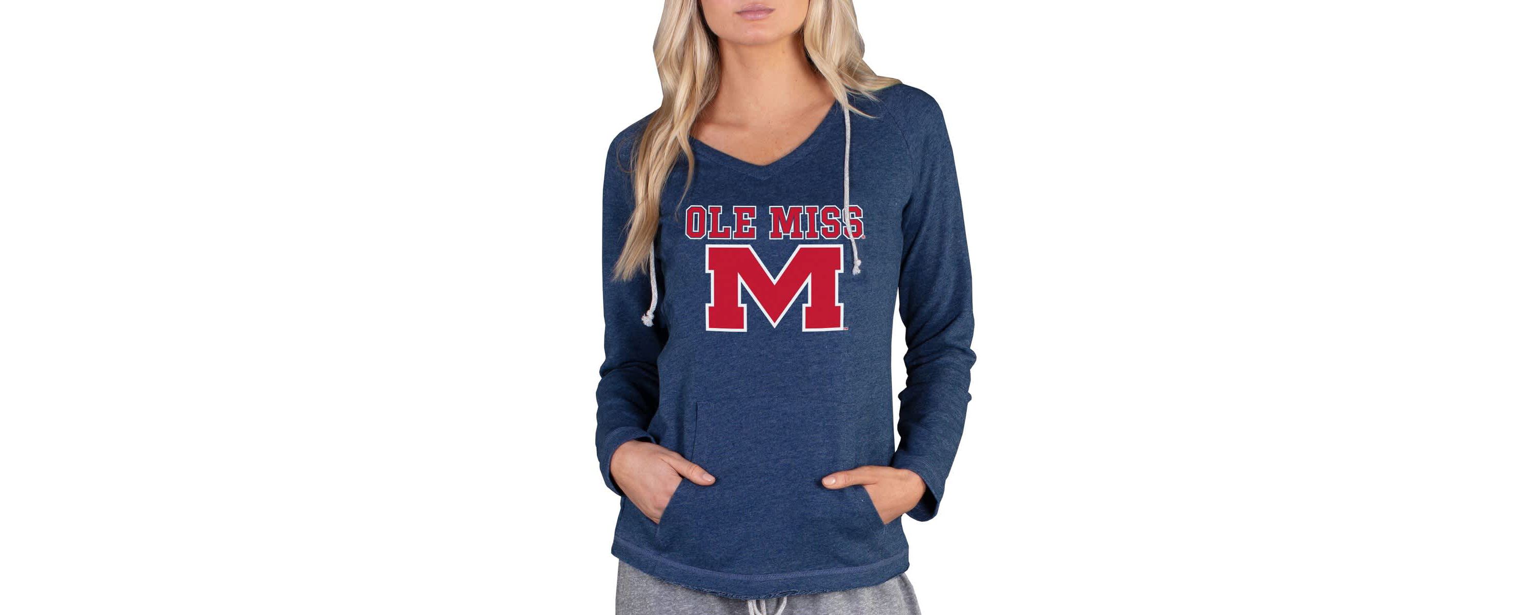 NCAA Ole Miss Rebels Mainstream Lightweight Terry Pullover Hoodie