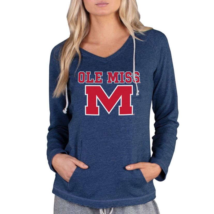 NCAA Ole Miss Rebels Mainstream Lightweight Terry Pullover Hoodie