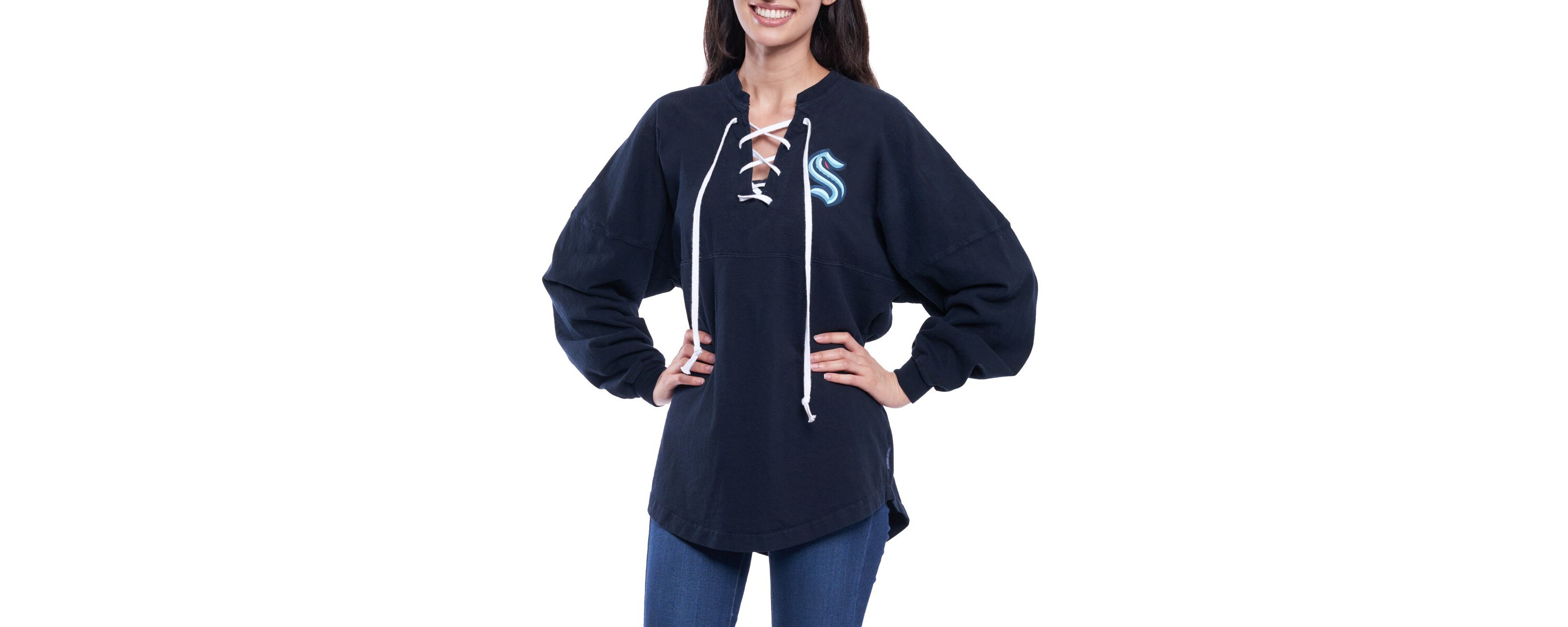 NHL Fanatics Seattle Kraken Lace Up Long Sleeve Spirit Top