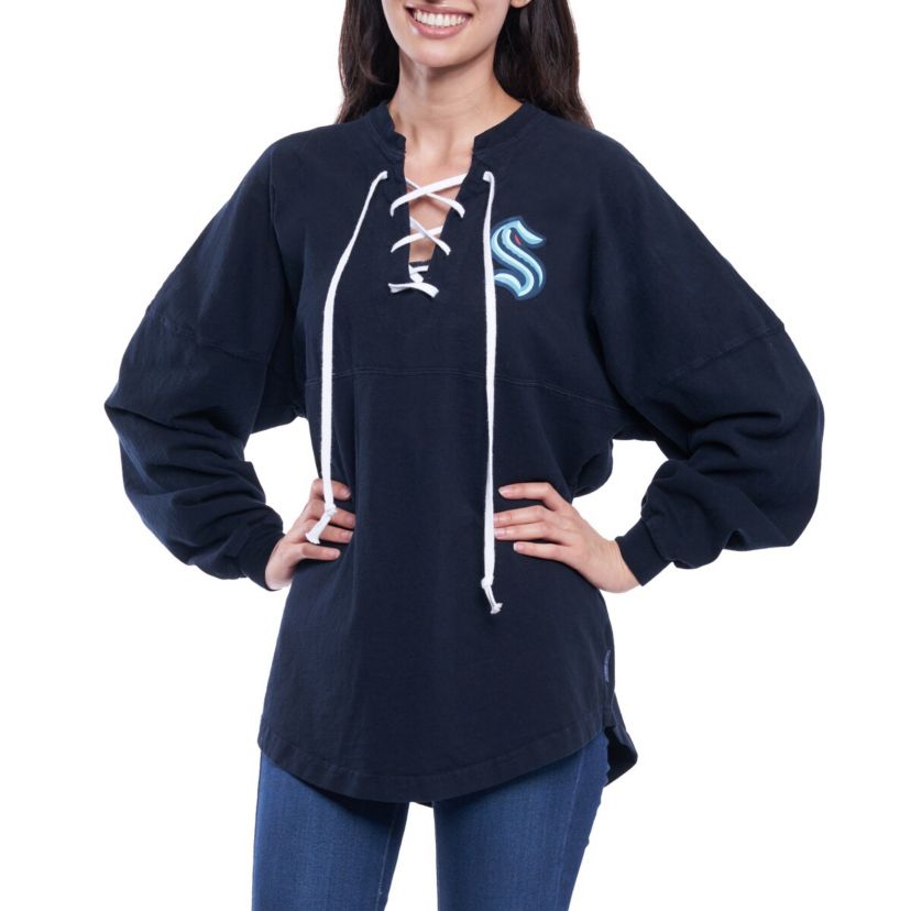 NHL Fanatics Seattle Kraken Lace Up Long Sleeve Spirit Top