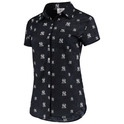 MLB New York Yankees Floral Button Up Shirt