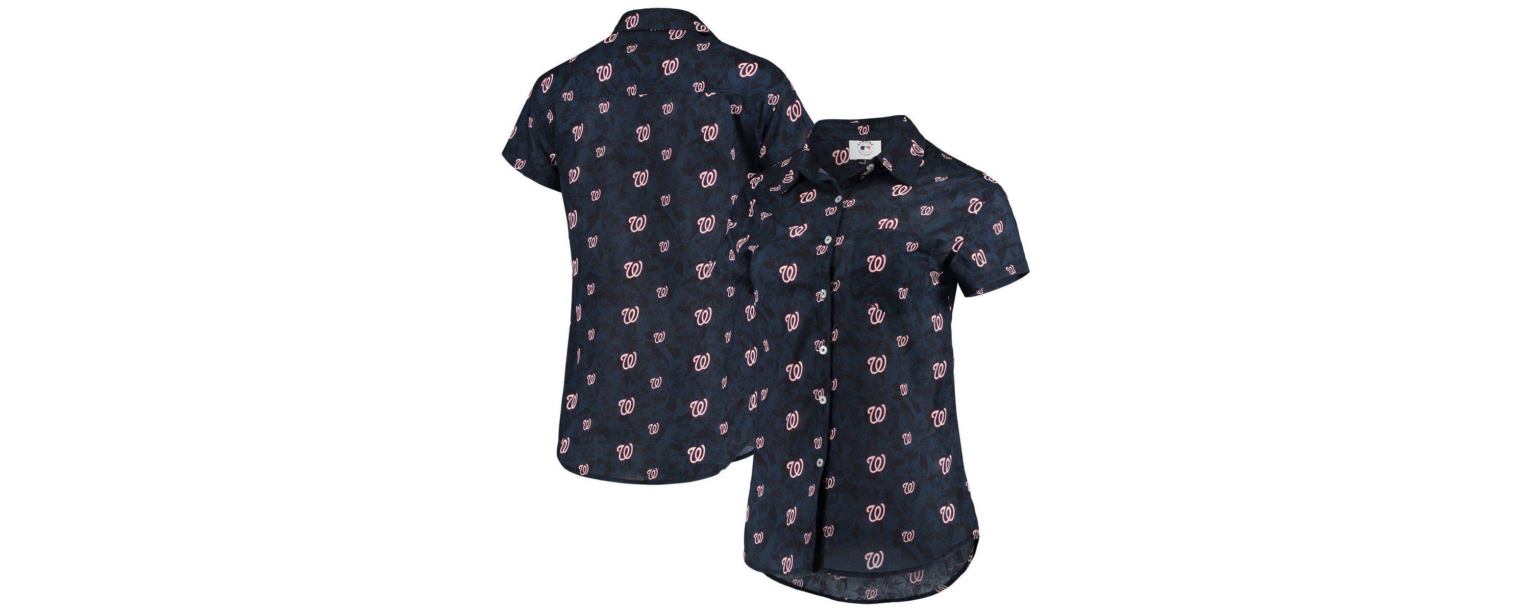 MLB Washington Nationals Floral Button Up Shirt