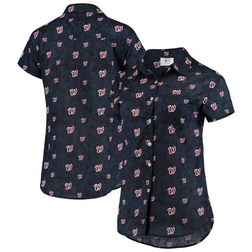 MLB Washington Nationals Floral Button Up Shirt
