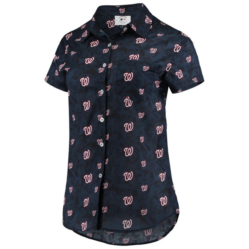 MLB Washington Nationals Floral Button Up Shirt