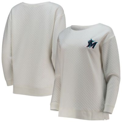 MLB White/Cream Miami Marlins Quilted Pullover Sweatshirt