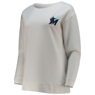 MLB White/Cream Miami Marlins Quilted Pullover Sweatshirt