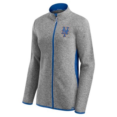 MLB Fanatics Heathered New York Mets Primary Logo Fleece Full-Zip Jacket