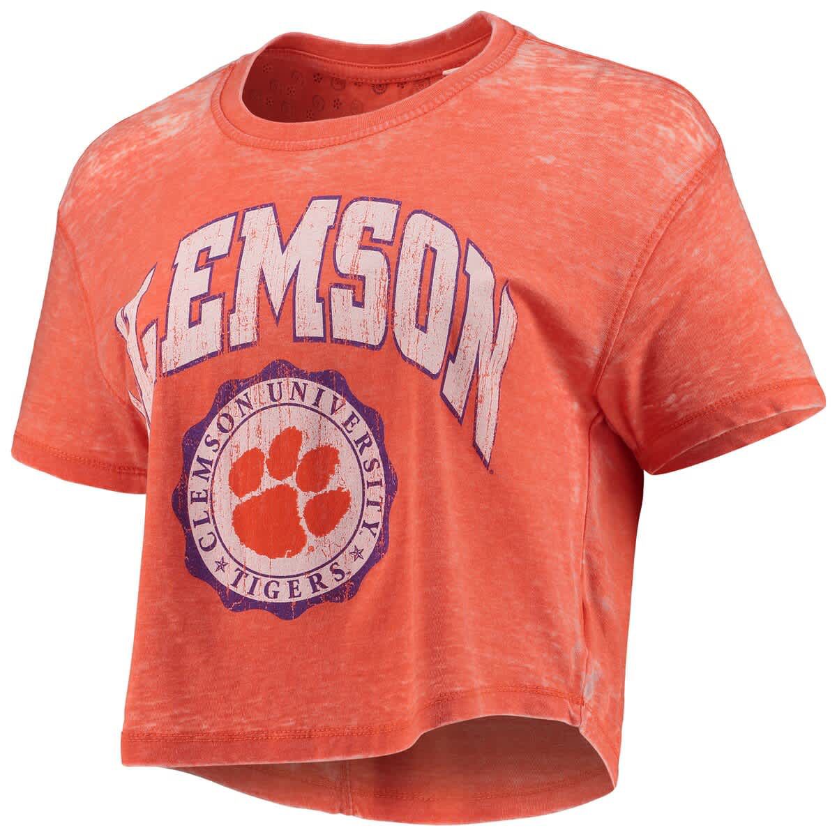 NCAA Clemson Tigers Edith Vintage Burnout Crop T-Shirt