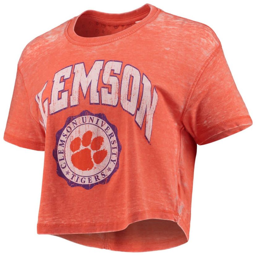NCAA Clemson Tigers Edith Vintage Burnout Crop T-Shirt
