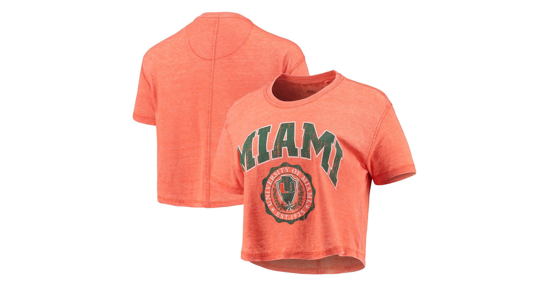 Miami (FL) Hurricanes NCAA Miami Hurricanes Edith Vintage Burnout Crop T-Shirt