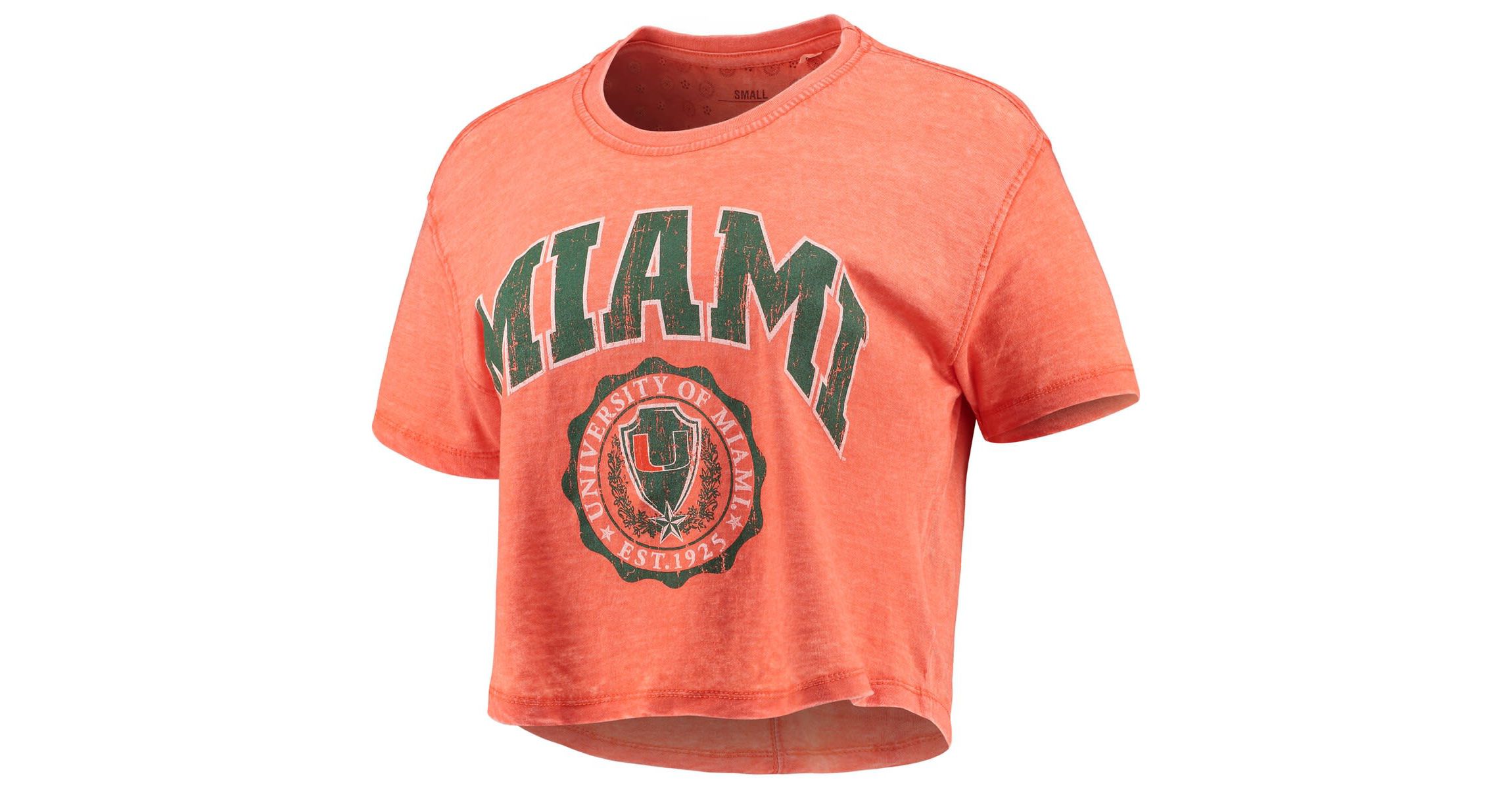 Miami (FL) Hurricanes NCAA Miami Hurricanes Edith Vintage Burnout Crop T-Shirt