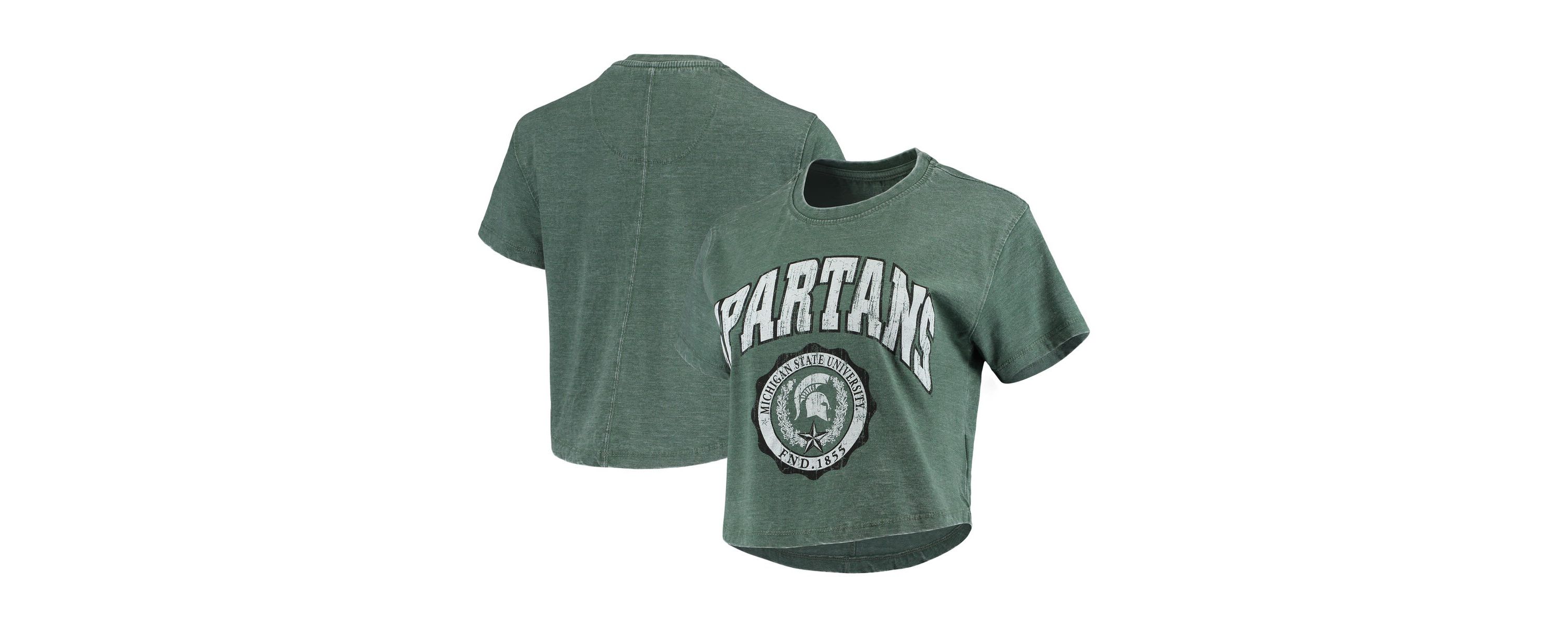 NCAA Michigan State Spartans Edith Vintage Burnout Crop T-Shirt