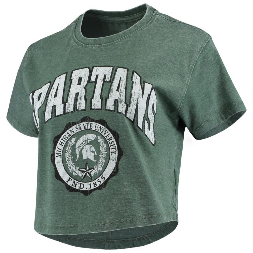 NCAA Michigan State Spartans Edith Vintage Burnout Crop T-Shirt