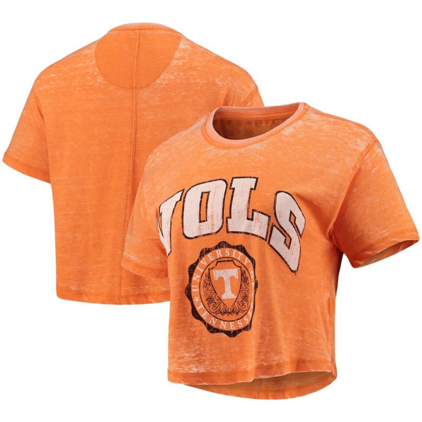 NCAA Tennessee Tennessee Volunteers Edith Vintage Burnout Crop T-Shirt