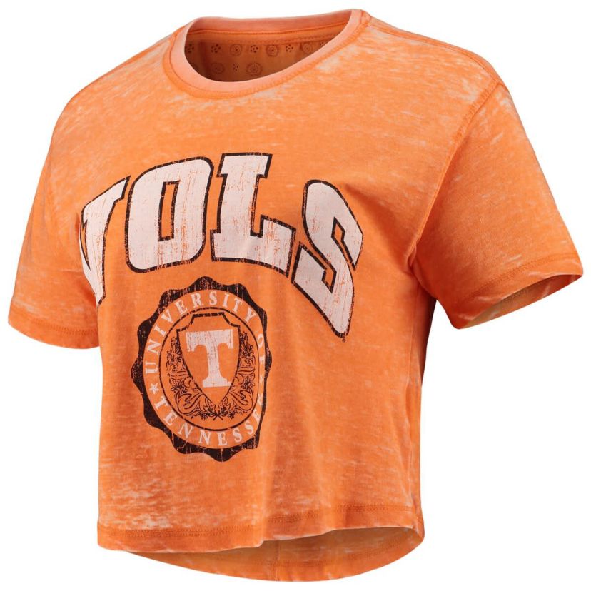 NCAA Tennessee Tennessee Volunteers Edith Vintage Burnout Crop T-Shirt