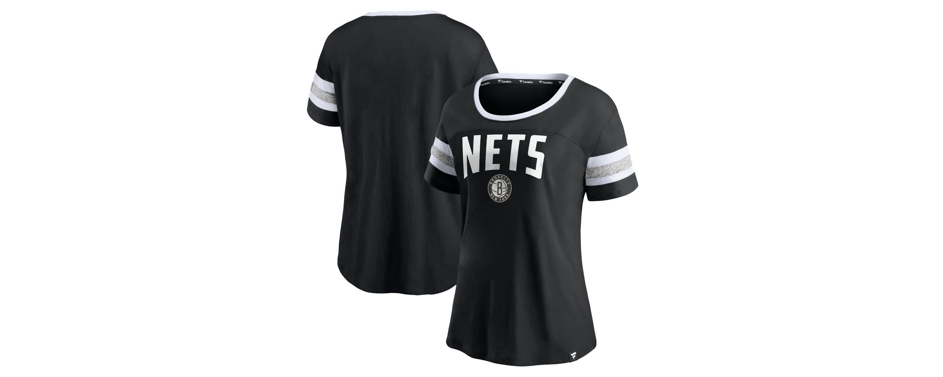 NBA Fanatics Brooklyn Nets Block Party Striped Sleeve T-Shirt