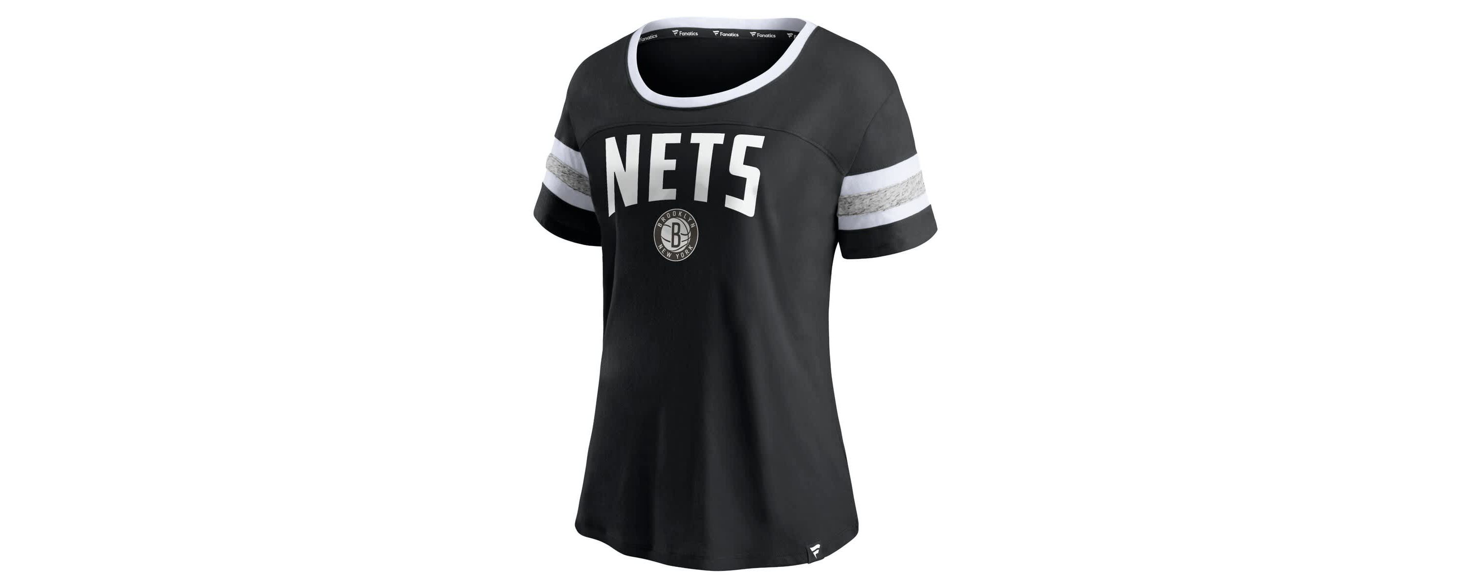NBA Fanatics Brooklyn Nets Block Party Striped Sleeve T-Shirt