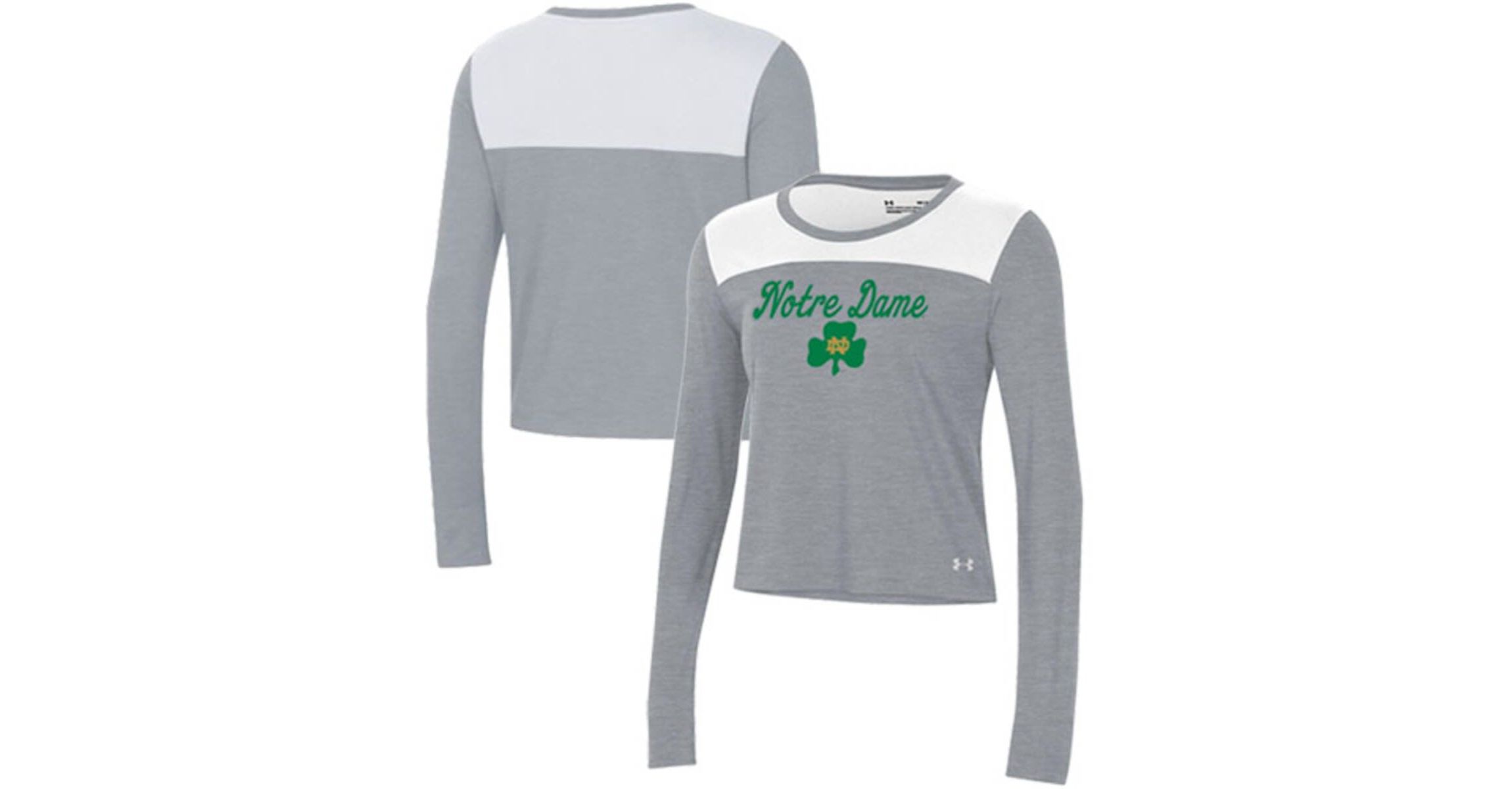NCAA Under Armour Notre Dame Fighting Irish Vault Cropped Long Sleeve T-Shirt