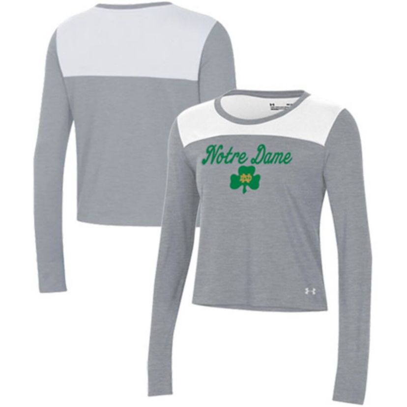 NCAA Under Armour Notre Dame Fighting Irish Vault Cropped Long Sleeve T-Shirt