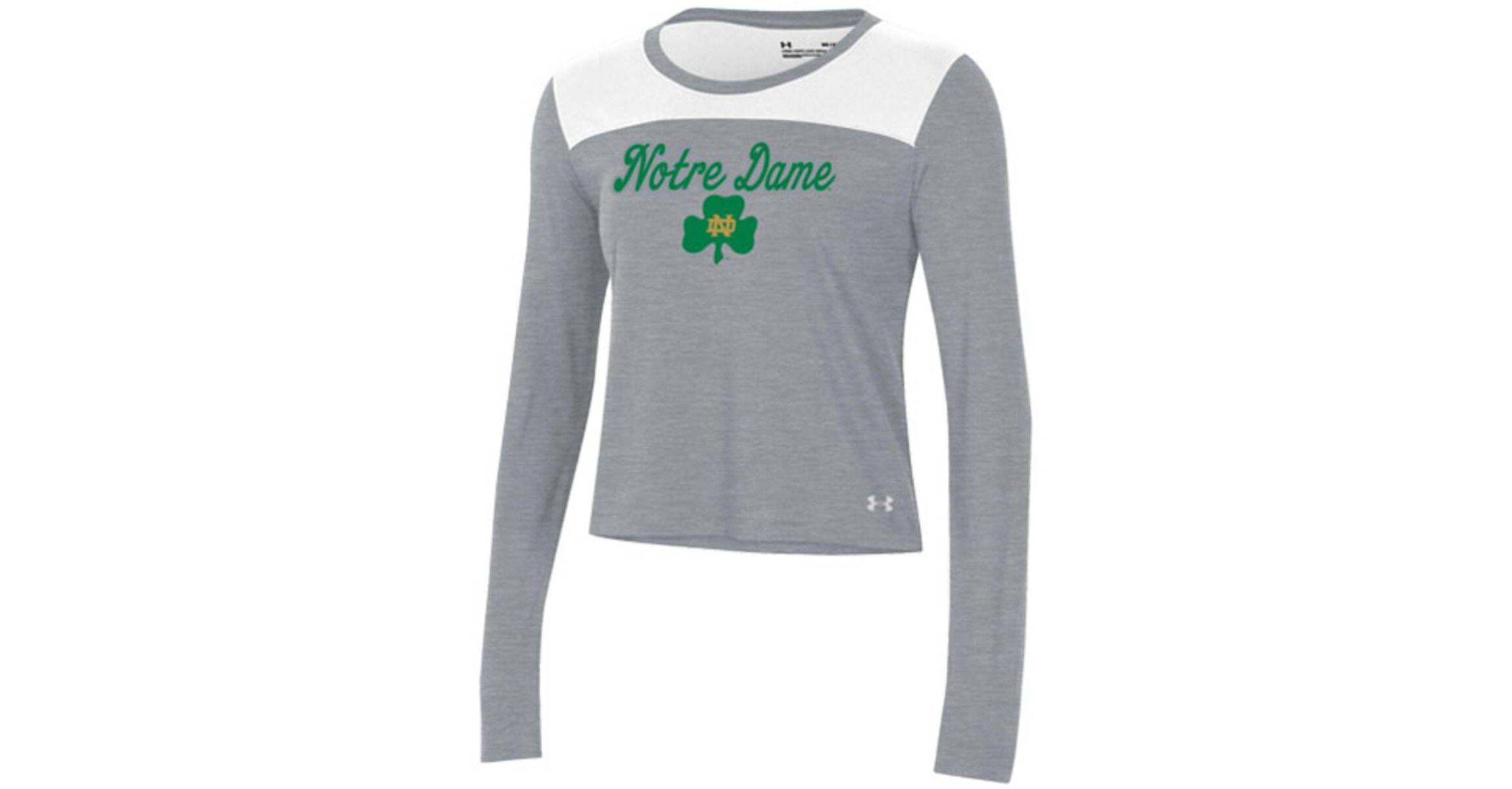 NCAA Under Armour Notre Dame Fighting Irish Vault Cropped Long Sleeve T-Shirt