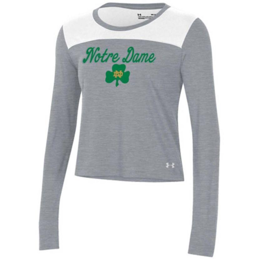 NCAA Under Armour Notre Dame Fighting Irish Vault Cropped Long Sleeve T-Shirt