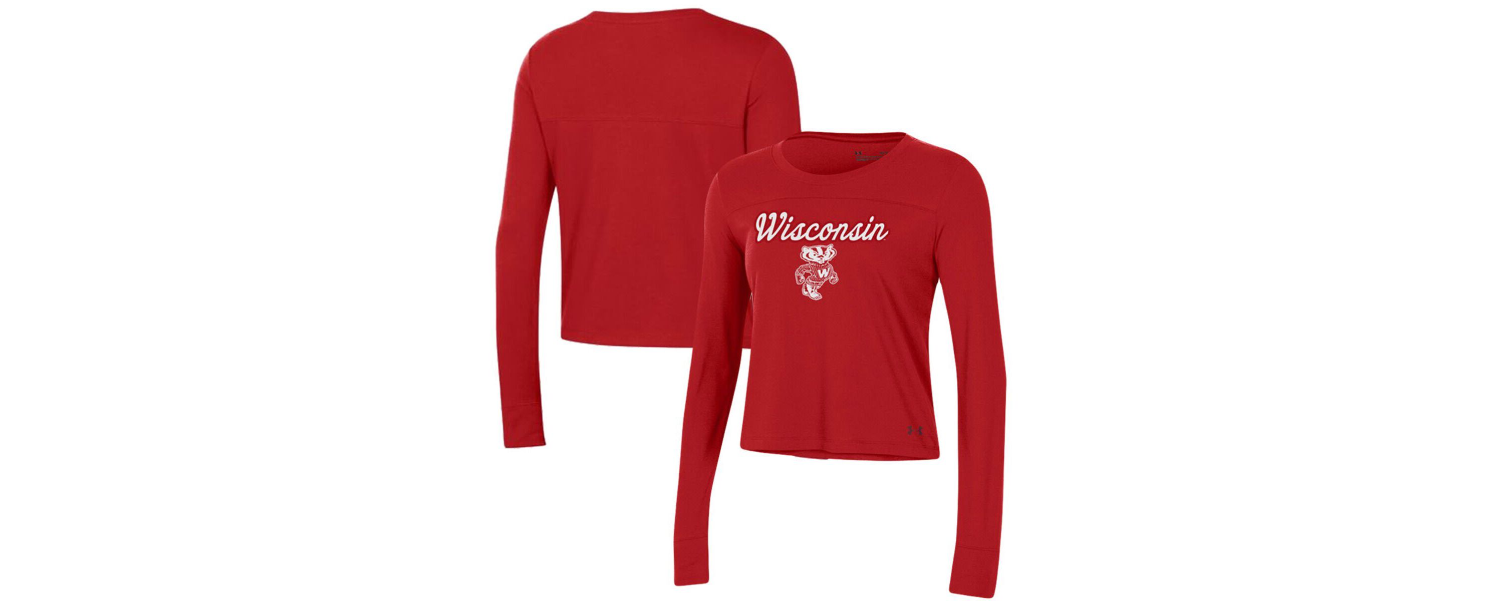 NCAA Under Armour Wisconsin Badgers Vault Cropped Long Sleeve T-Shirt