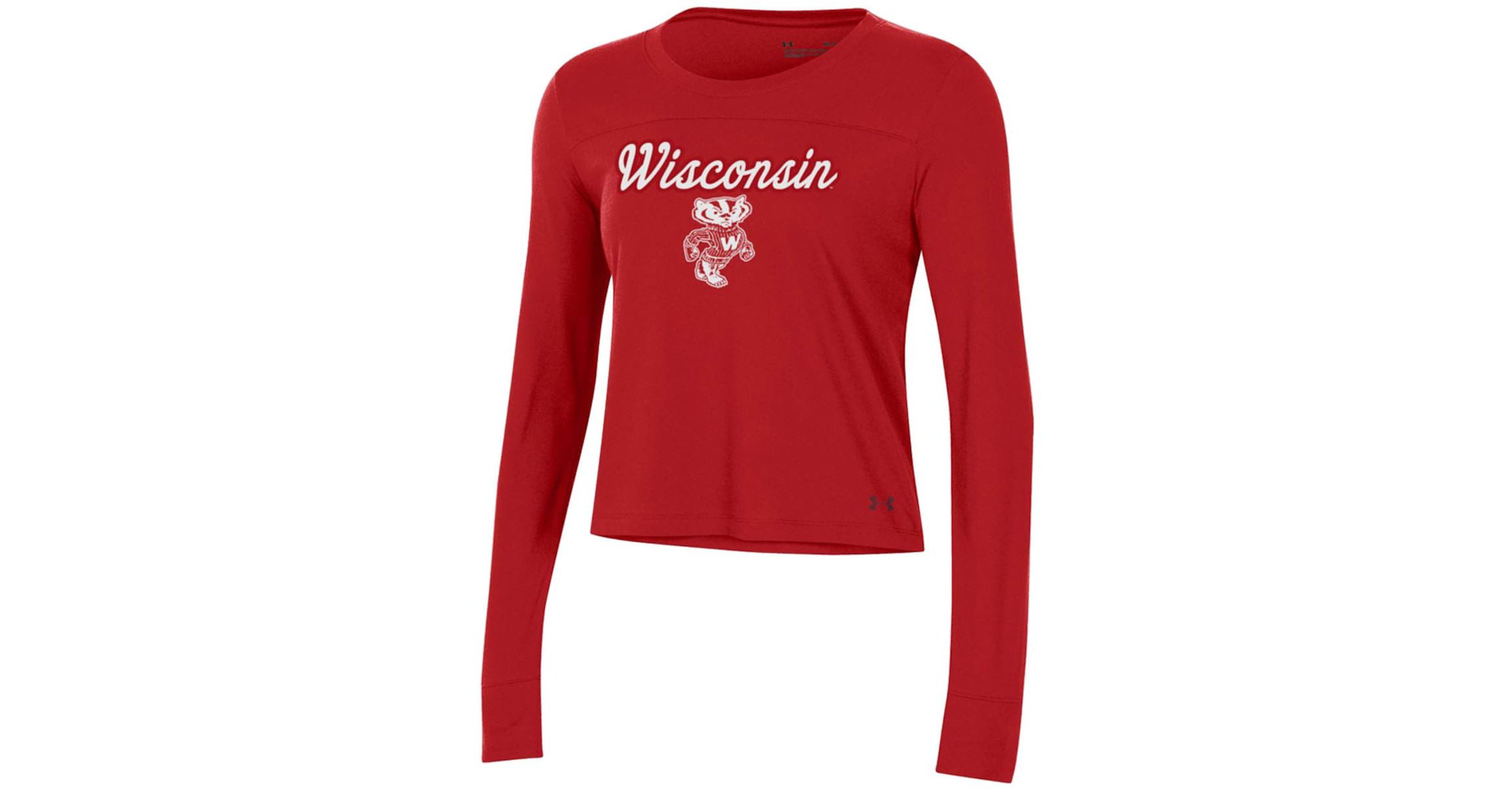 NCAA Under Armour Wisconsin Badgers Vault Cropped Long Sleeve T-Shirt