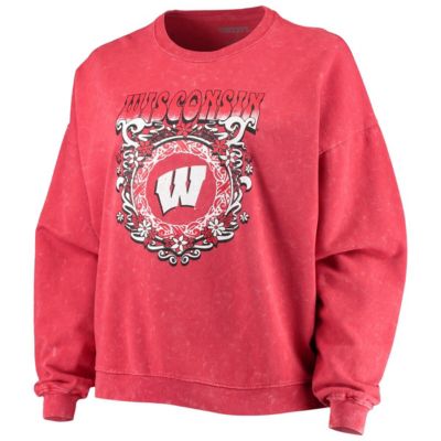 NCAA Wisconsin Badgers Garment Wash Oversized Vintage Pullover Sweatshirt