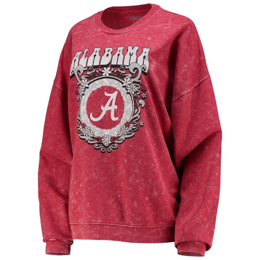 Alabama Crimson Tide NCAA Alabama Tide Garment Wash Oversized Vintage Pullover Sweatshirt