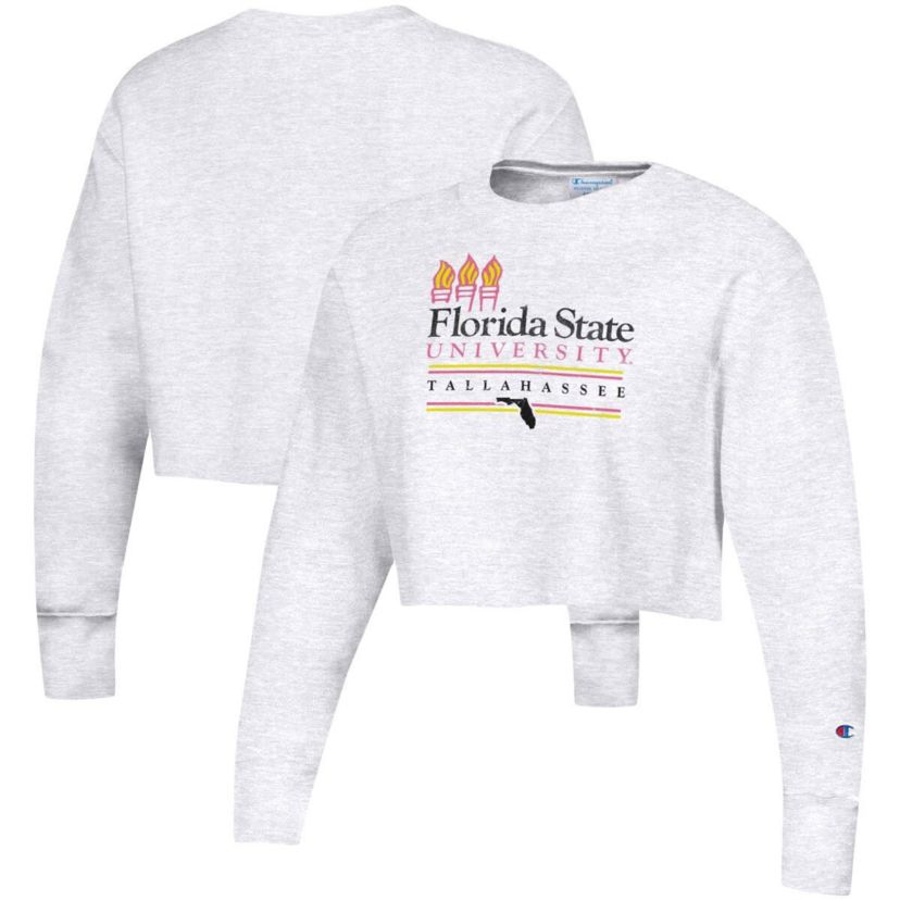 NCAA ed Florida State Seminoles Beach Club Reverse Weave Cropped Pullover Sweatshirt
