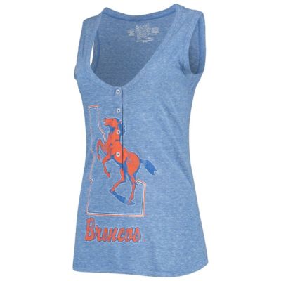 NCAA ed Boise State Broncos Relaxed Henley Tri-Blend V-Neck Tank Top