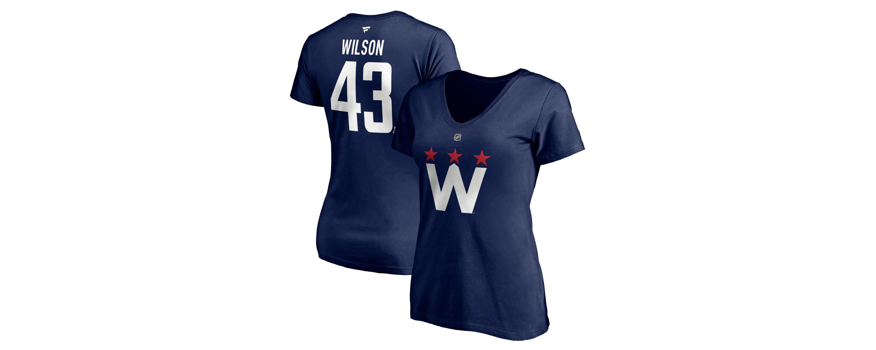 NHL Fanatics Tom Washington Capitals 2020/21 Alternate Authentic Stack Name & Number V-Neck T-Shirt