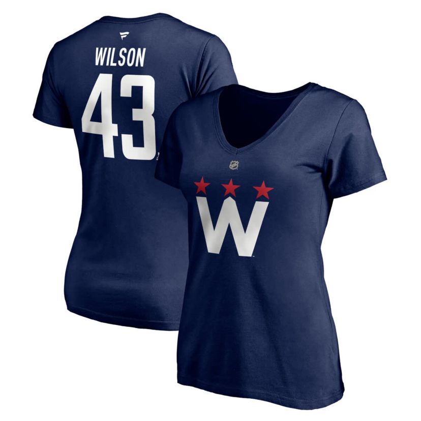 NHL Fanatics Tom Washington Capitals 2020/21 Alternate Authentic Stack Name & Number V-Neck T-Shirt