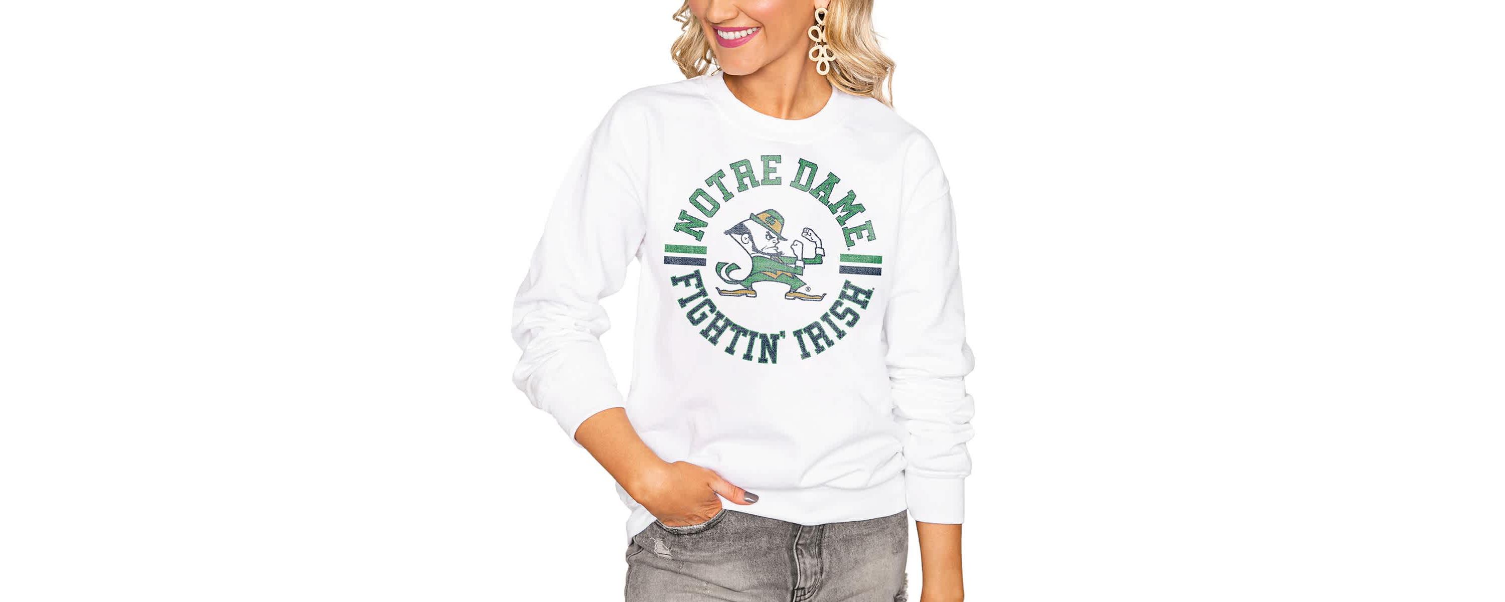 NCAA Notre Dame Fighting Irish Oversized Vintage Days Perfect Crew Sweatshirt