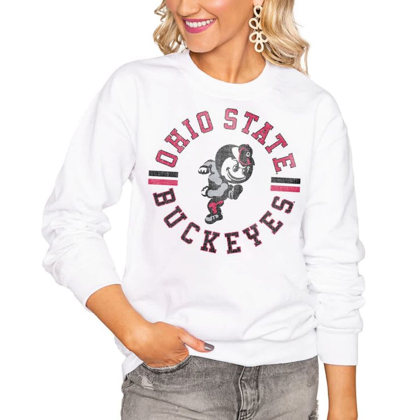 NCAA Ohio State Buckeyes Oversized Vintage Days Perfect Crew Sweatshirt