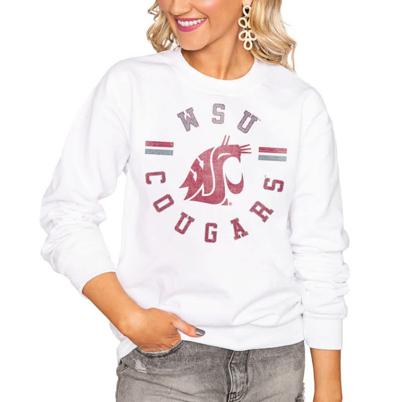 NCAA Washington State Cougars Oversized Vintage Days Perfect Crew Sweatshirt