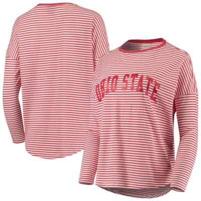 NCAA Ohio State Buckeyes Melange Striped Boxy Long Sleeve T-Shirt