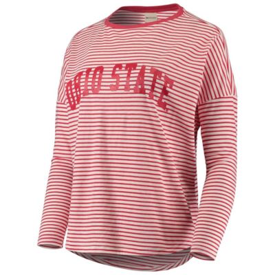 NCAA Ohio State Buckeyes Melange Striped Boxy Long Sleeve T-Shirt