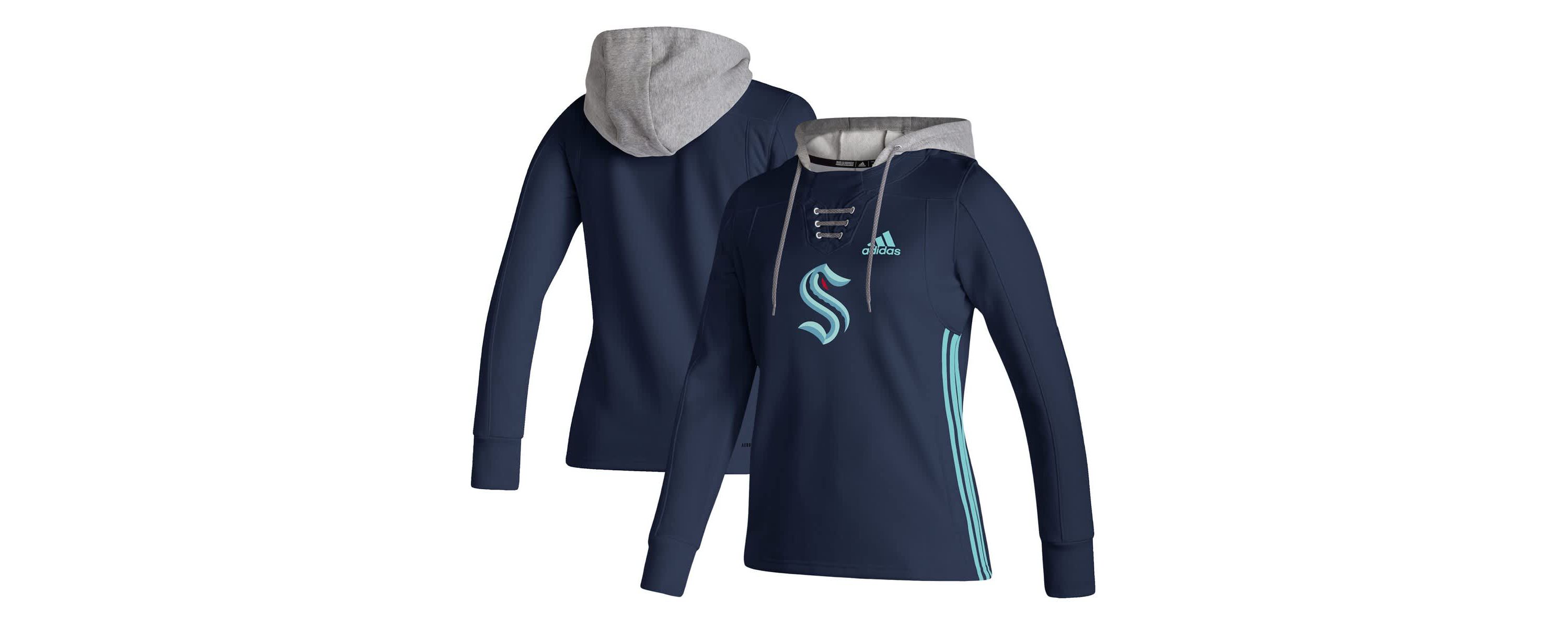 NHL Deep Sea Seattle Kraken Skate Lace AEROREADY Pullover Hoodie
