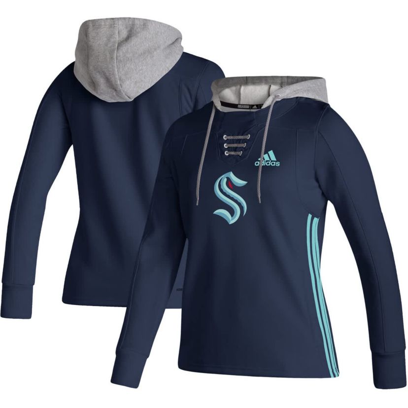 NHL Deep Sea Seattle Kraken Skate Lace AEROREADY Pullover Hoodie