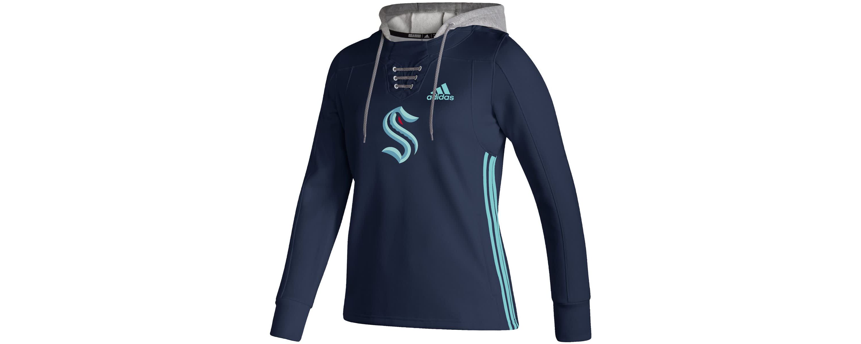 NHL Deep Sea Seattle Kraken Skate Lace AEROREADY Pullover Hoodie
