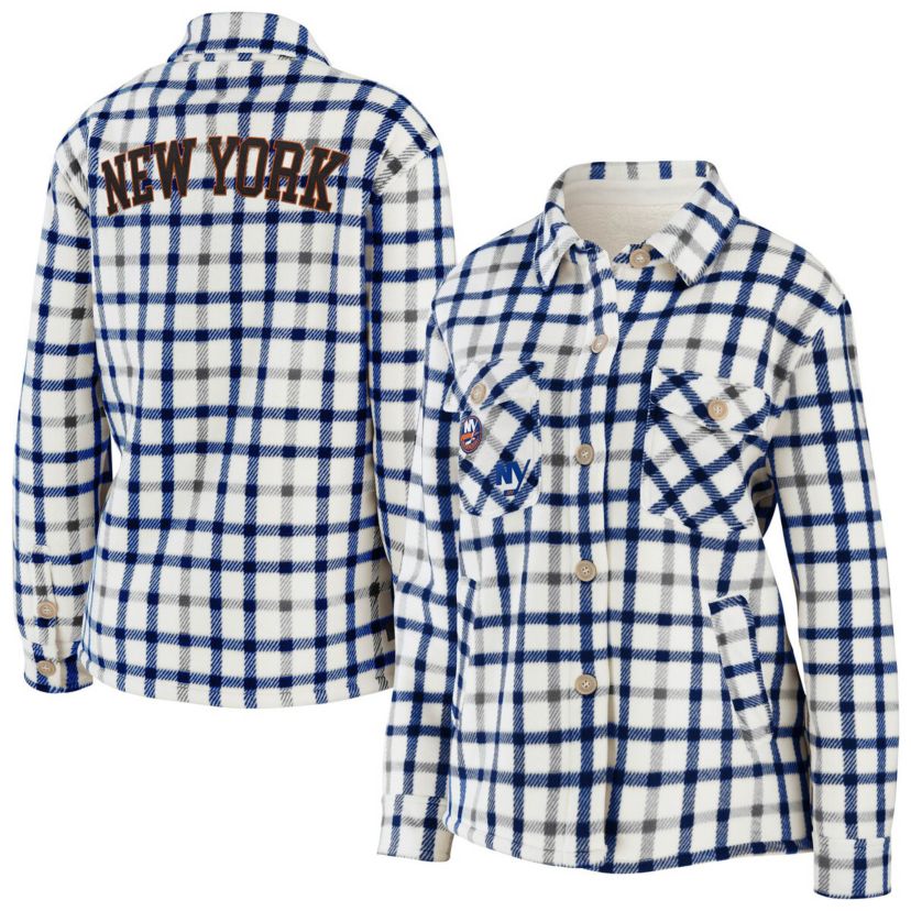 NHL New York Islanders Plaid Button-Up Shirt Jacket