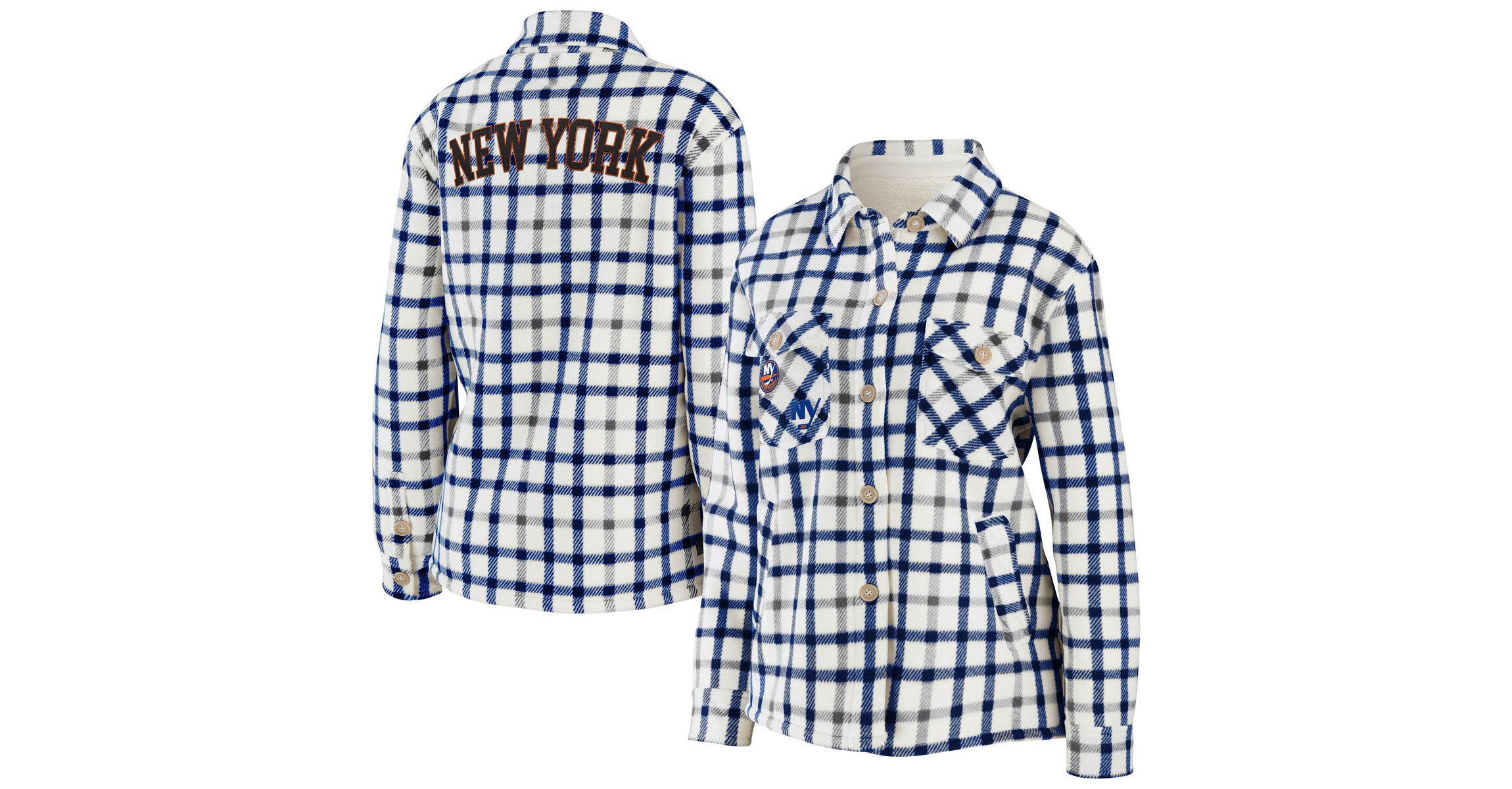 NHL New York Islanders Plaid Button-Up Shirt Jacket