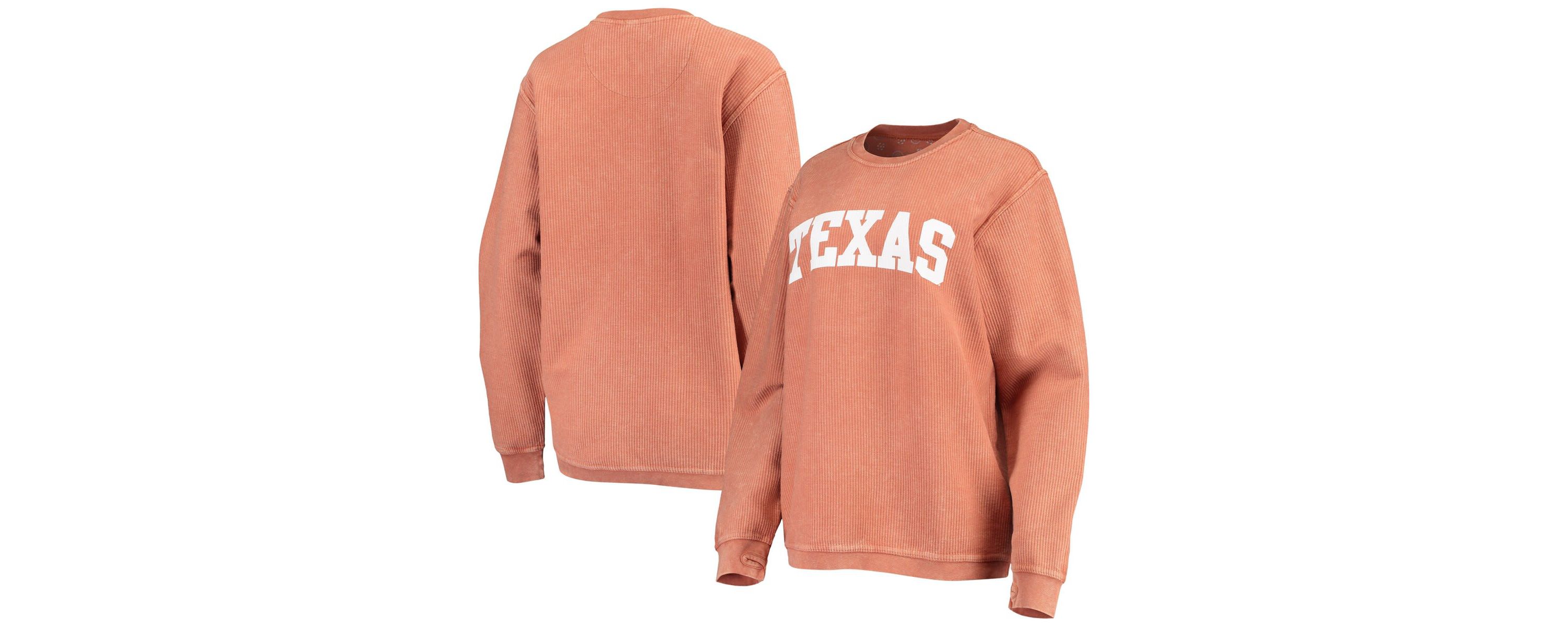 NCAA Texas Texas Longhorns Comfy Cord Vintage Wash Basic Arch Pullover Sweatshirt