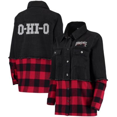 NCAA Ohio State Buckeyes Flannel Stitch Button-Up Shirt