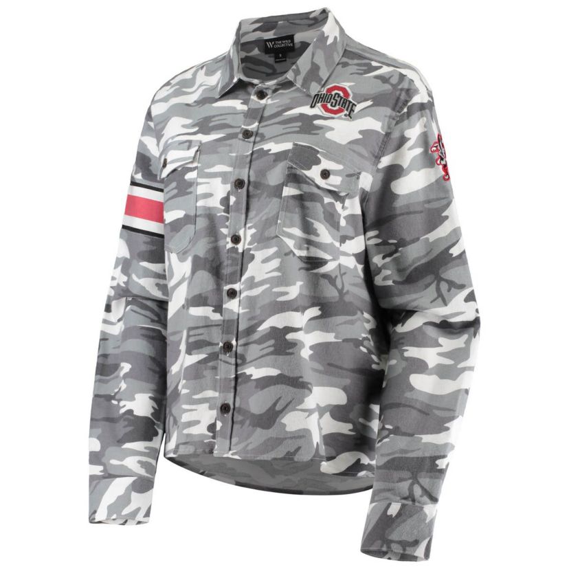 NCAA Ohio State Buckeyes Flannel Button-Up Long Sleeve Shirt