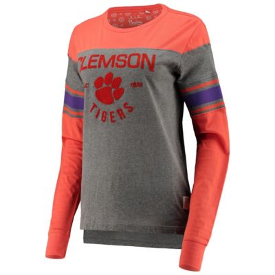 NCAA Clemson Tigers Lizzy Flocking Striped Long Sleeve T-Shirt