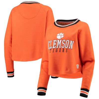NCAA Clemson Tigers Cali Cozy Raglan Crop Pullover Sweatshirt
